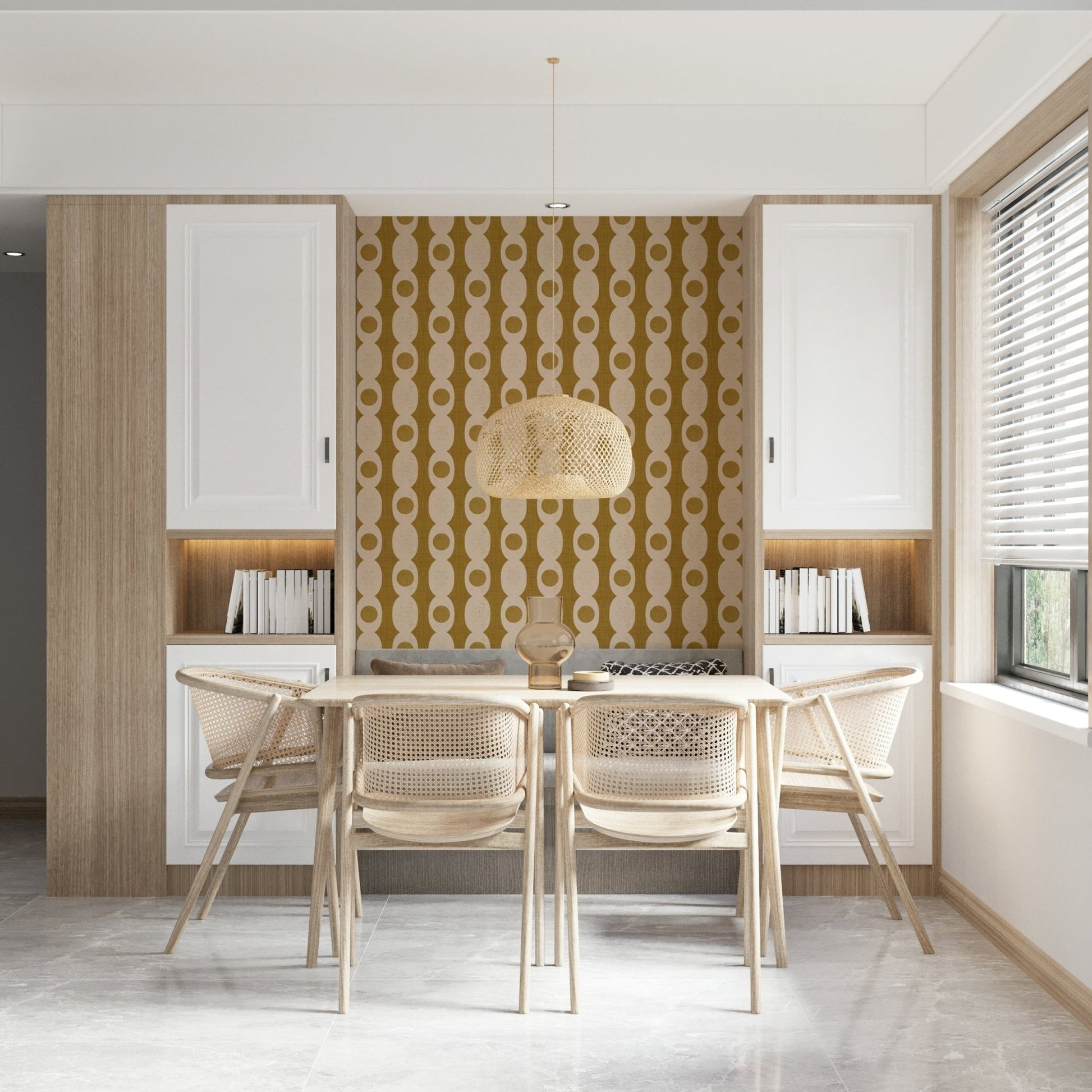 Darker gold circles Retro Ovals Wallpaper details