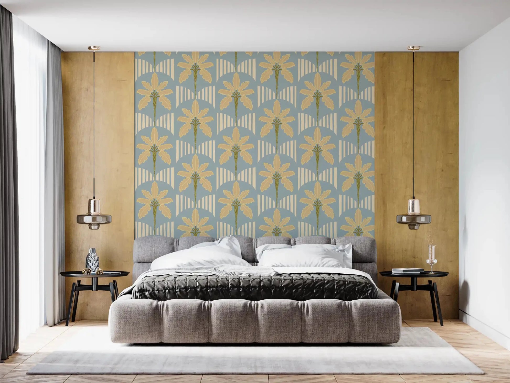 Retro Palm Oasis Pattern Wallpaper⁠