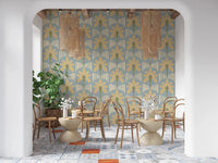 Retro Palm Oasis Pattern Wallpaper⁠