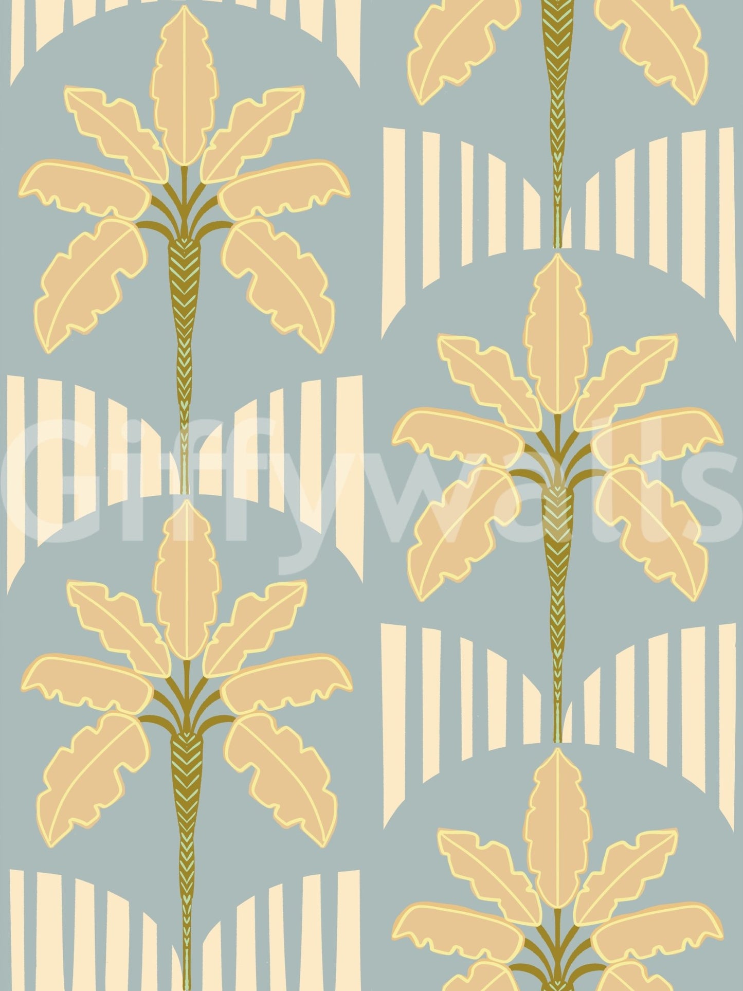 Retro Palm Oasis Pattern Wallpaper⁠
