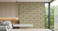 Palm leaf wallpaper featuring slim stems and soft outlined foliage, GD9079