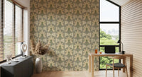 Vintage tropical wallpaper with curved shapes and gentle leaf movement, GD9079