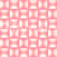 Playful design wall paper, light peach pink tones, Retro Peach Arcs.