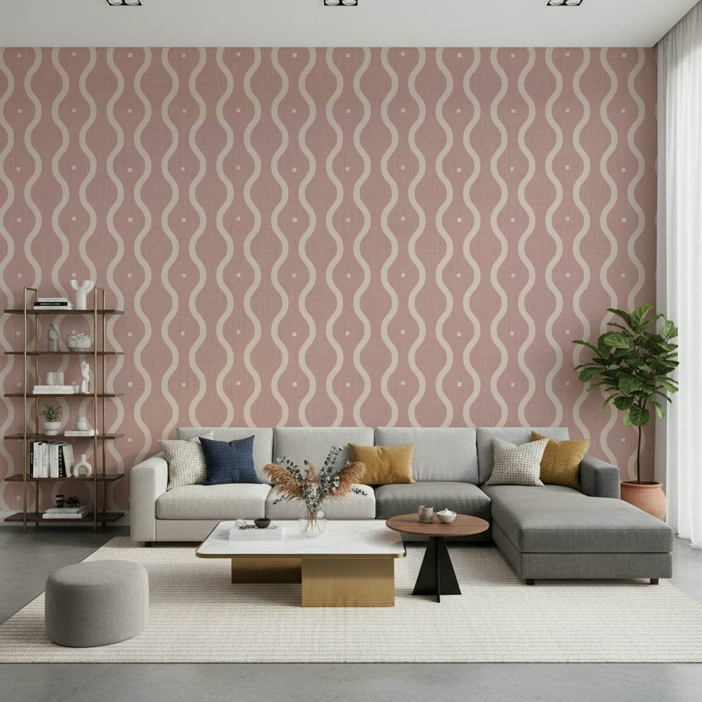 Retro Peach Waves Wallpaper⁠