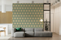 Sage green dotted geometric Retro Radiance Wallpaper⁠