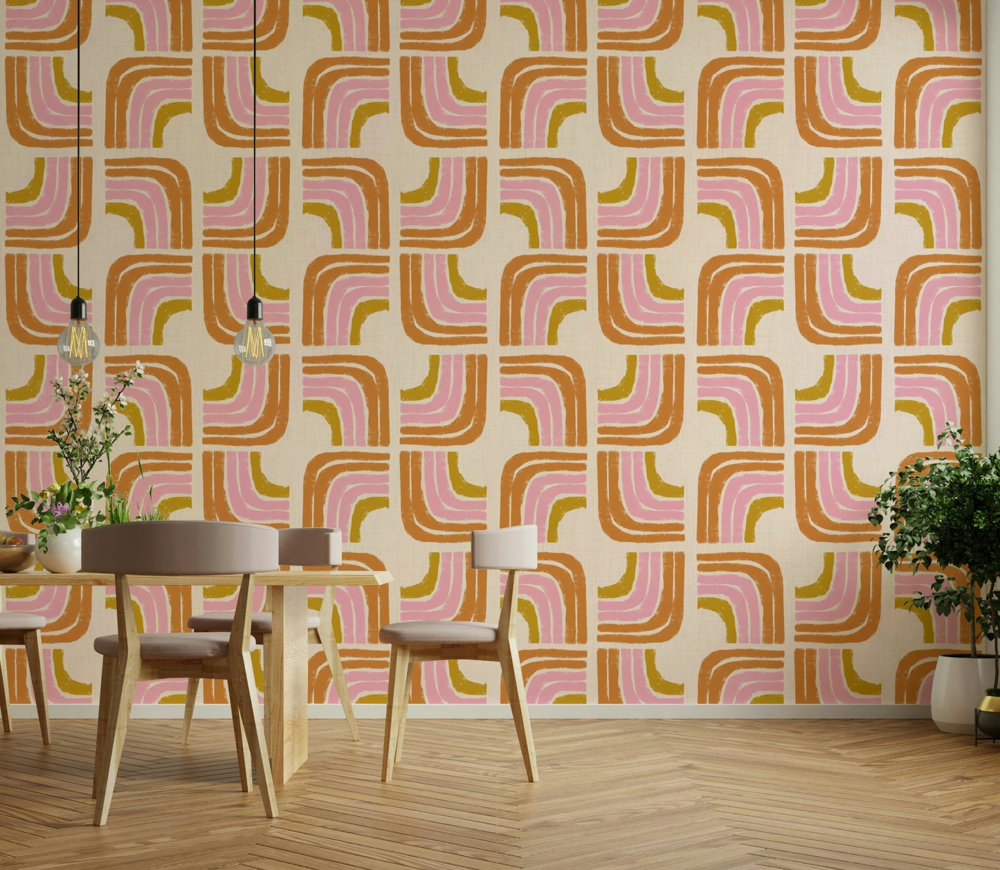 Mid century modern rainbow wallpaper GD648

