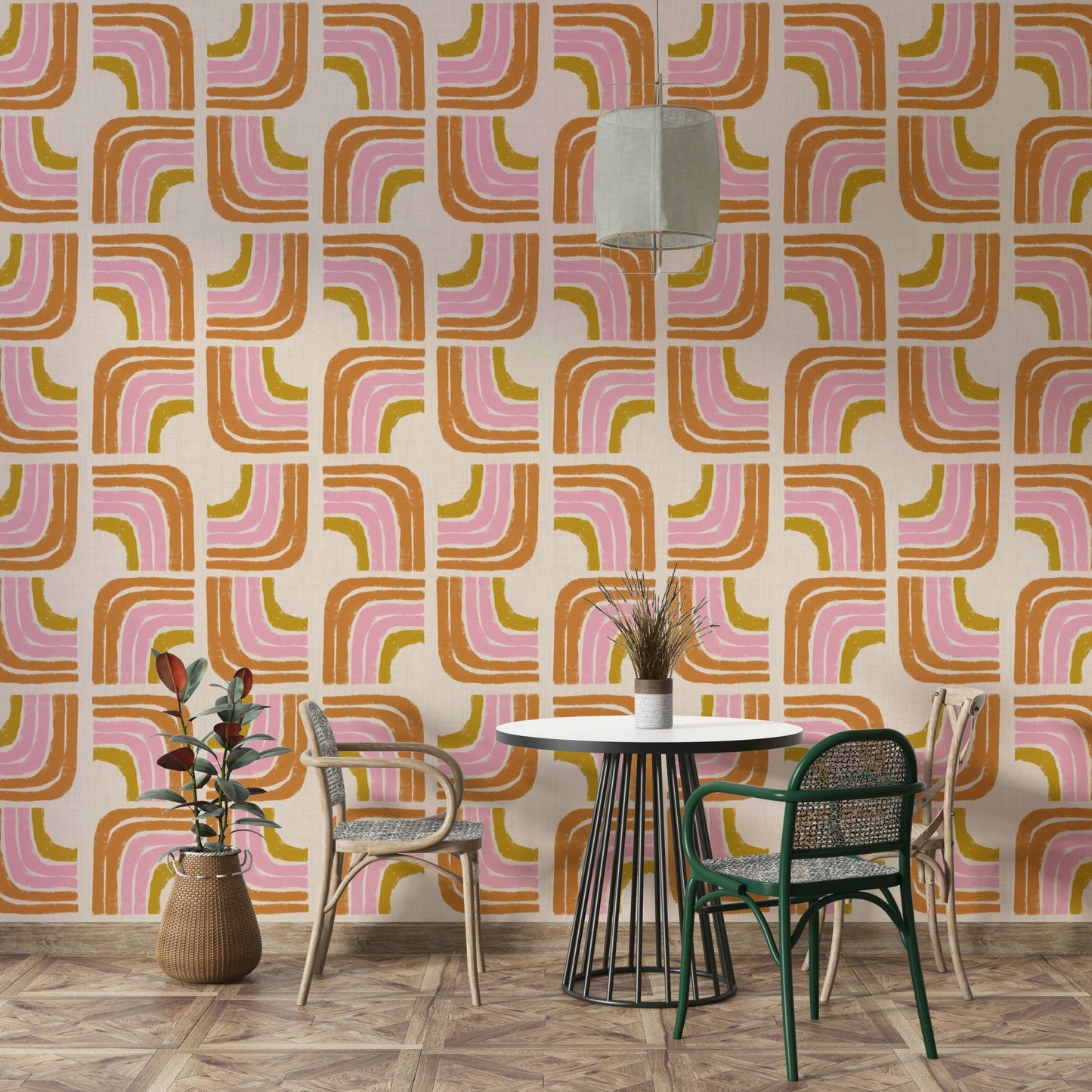 Rainbow arc mid century wallpaper GD648


