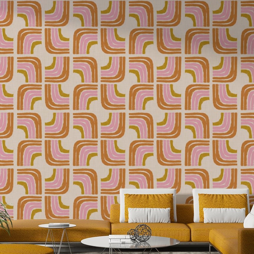 Retro rainbow geo arc wallpaper GD648

