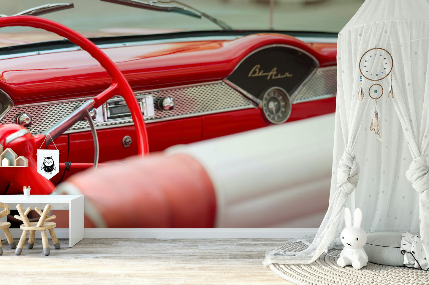 Retro Red: Bel Air Style Wall Mural