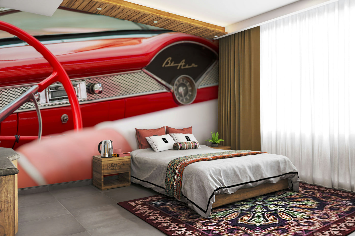 Retro Red: Bel Air Style Wall Mural