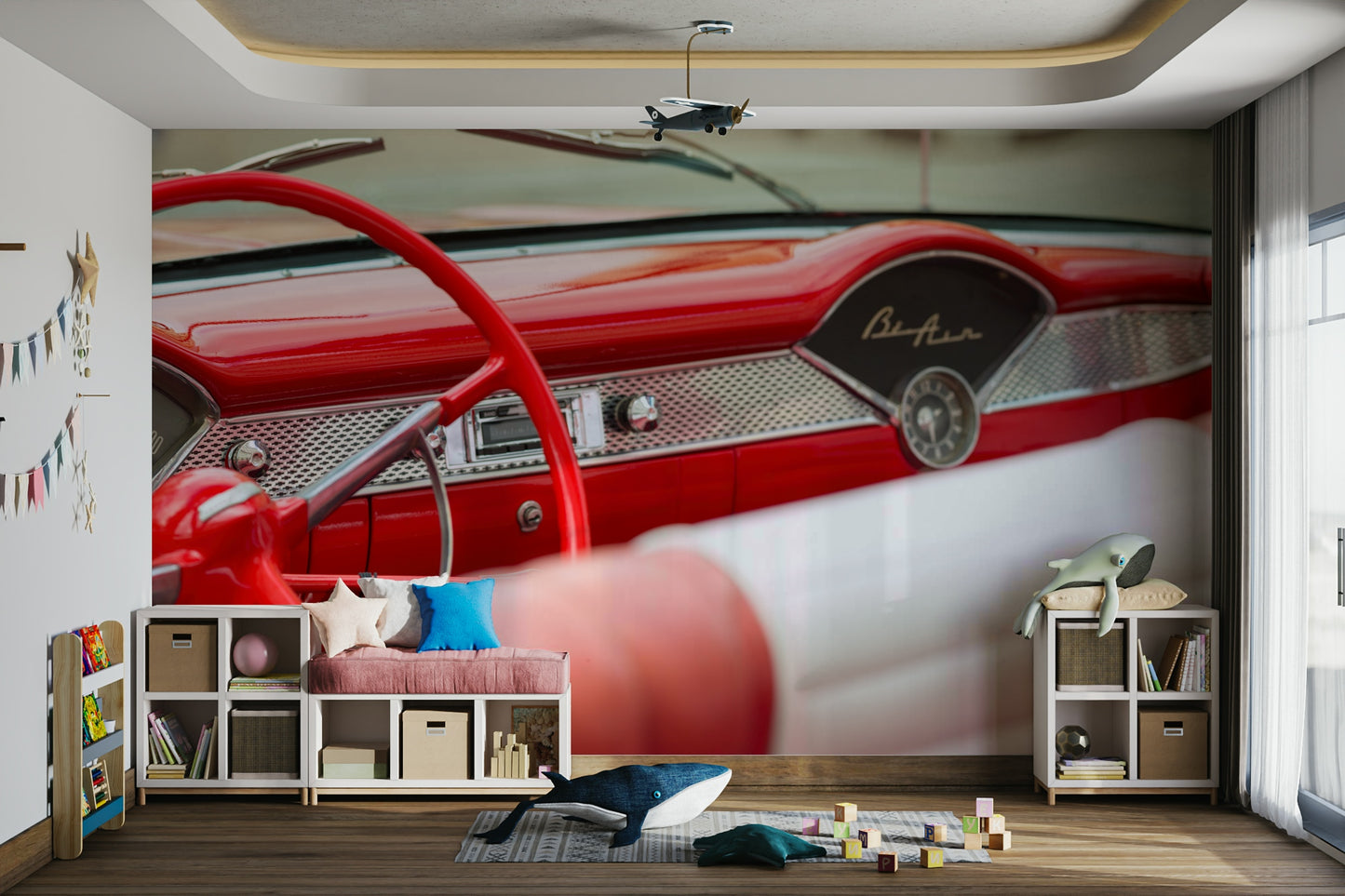 Retro Red: Bel Air Style Wall Mural