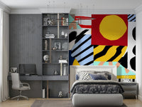 A calming modern pattern wallpaper mural that defines a space.