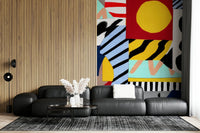 A graceful subtle pattern wall mural in cool, bold tones.