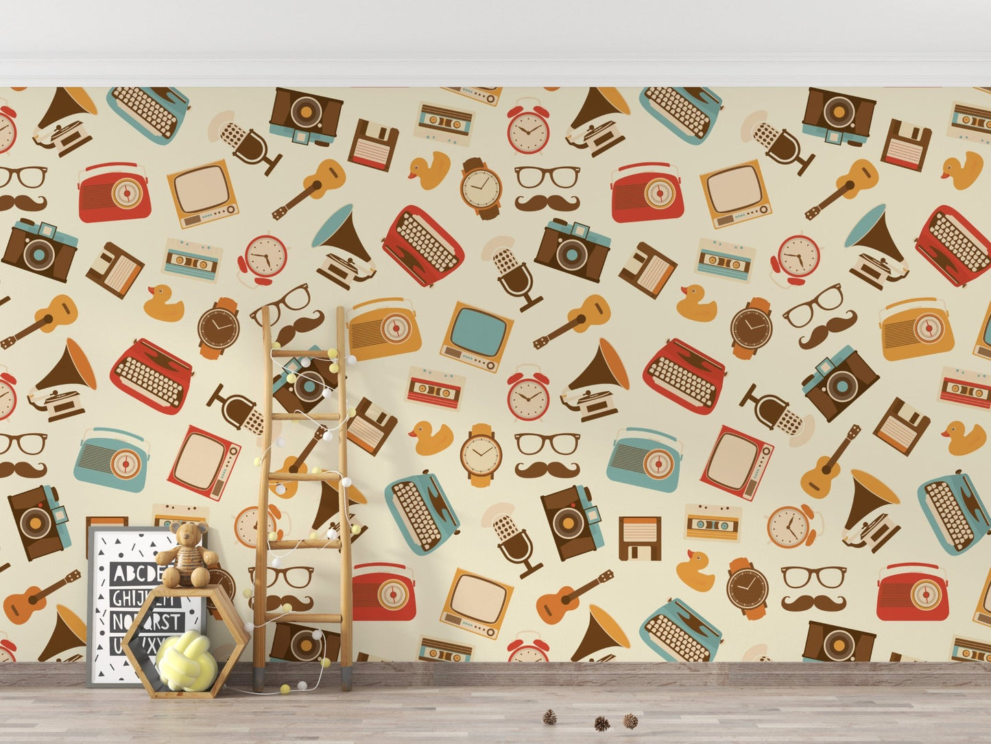 Retro Revival Icons Wallpaper