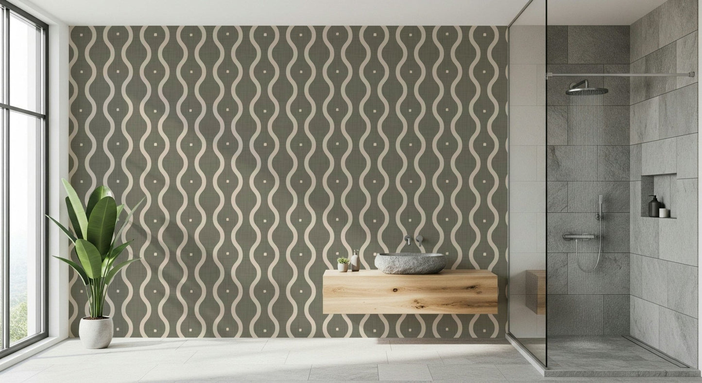 Retro Rhythm Taupe Wallpaper⁠
