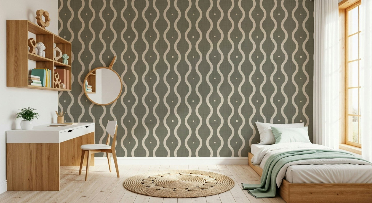 Retro Rhythm Taupe Wallpaper⁠