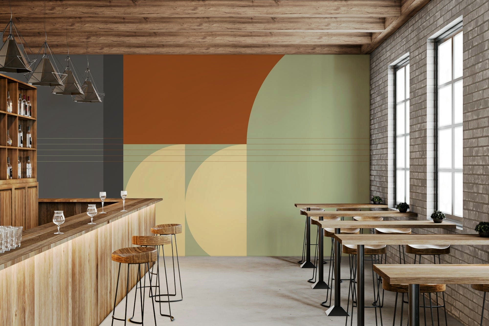 Bold Retro Rhythm Wall Mural pattern, GD6431