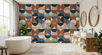 Retro Rhythm wallpaper for walls, abstract geometric semicircles pattern design.