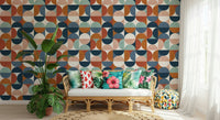 Vintage aesthetic wall mural, Retro Rhythm, featuring colorful circular shapes.