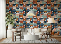 Graphic print Retro Rhythm, wall surface covering with semicircular segments.