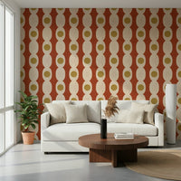 Warm colored Retro Rings Wallpaper⁠ geometric style