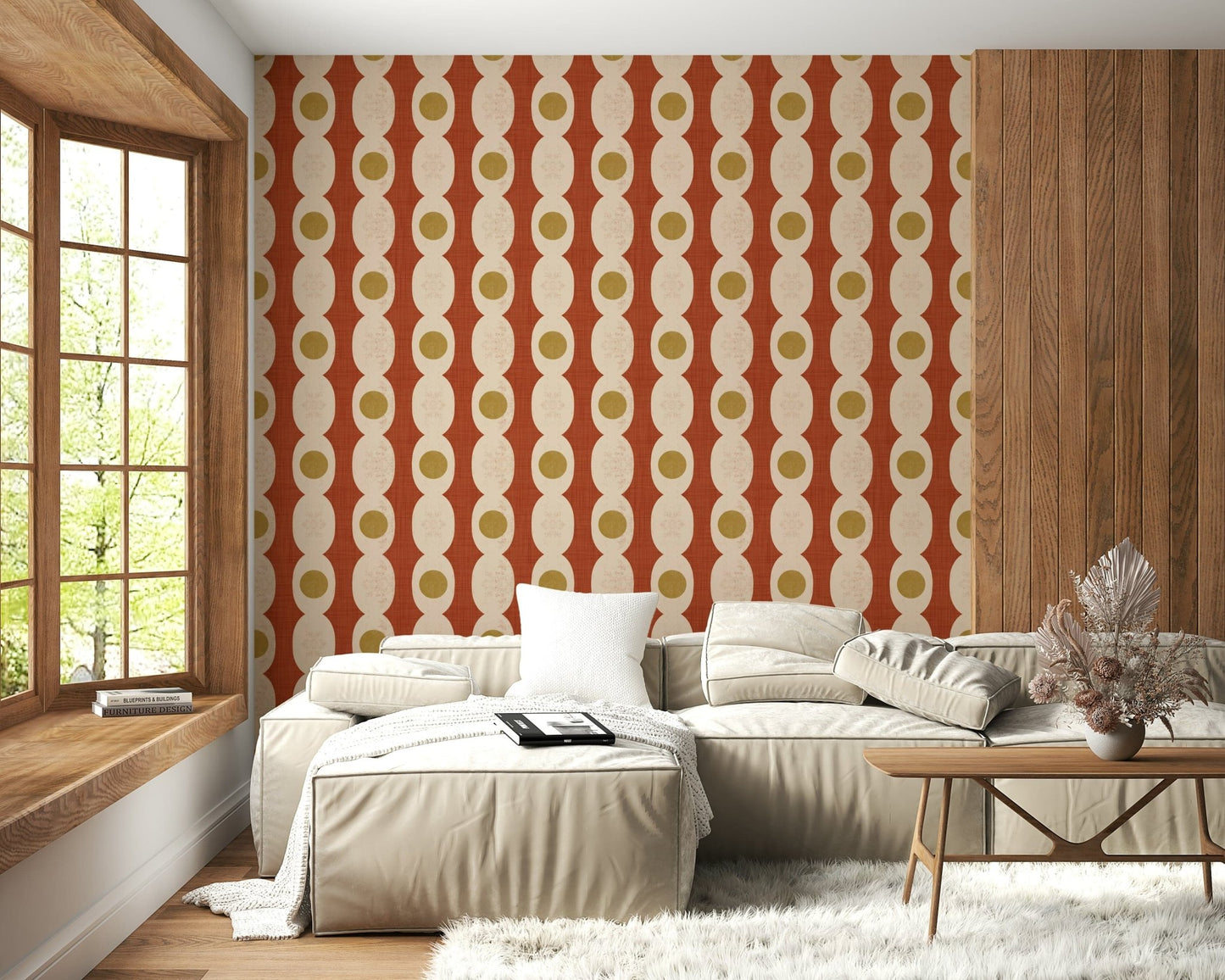 Bold mid-century Retro Rings Wallpaper⁠ pattern