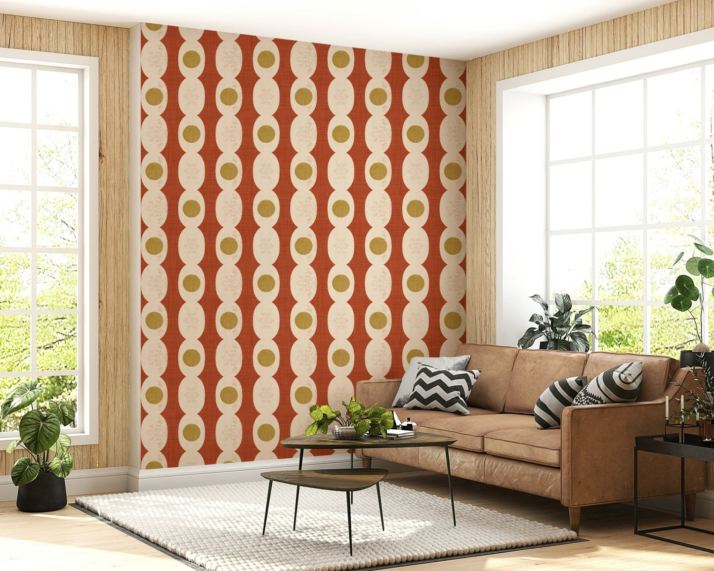Terracotta oval Retro Rings Wallpaper⁠ chain image