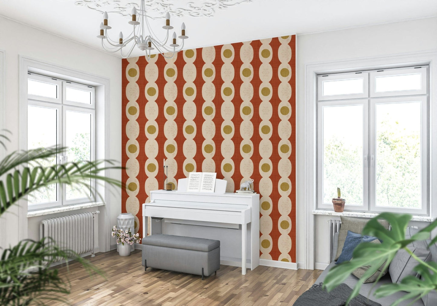 Vertical column Retro Rings Wallpaper⁠ design picture