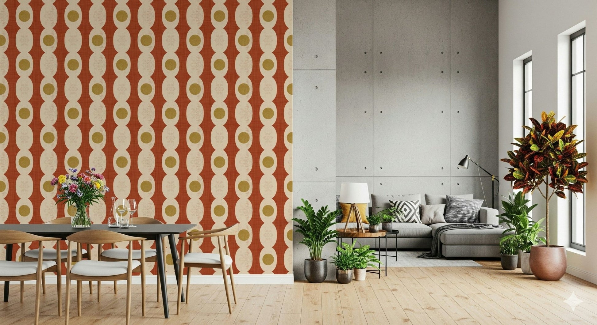 Graphic mustard Retro Rings Wallpaper⁠ circle visual