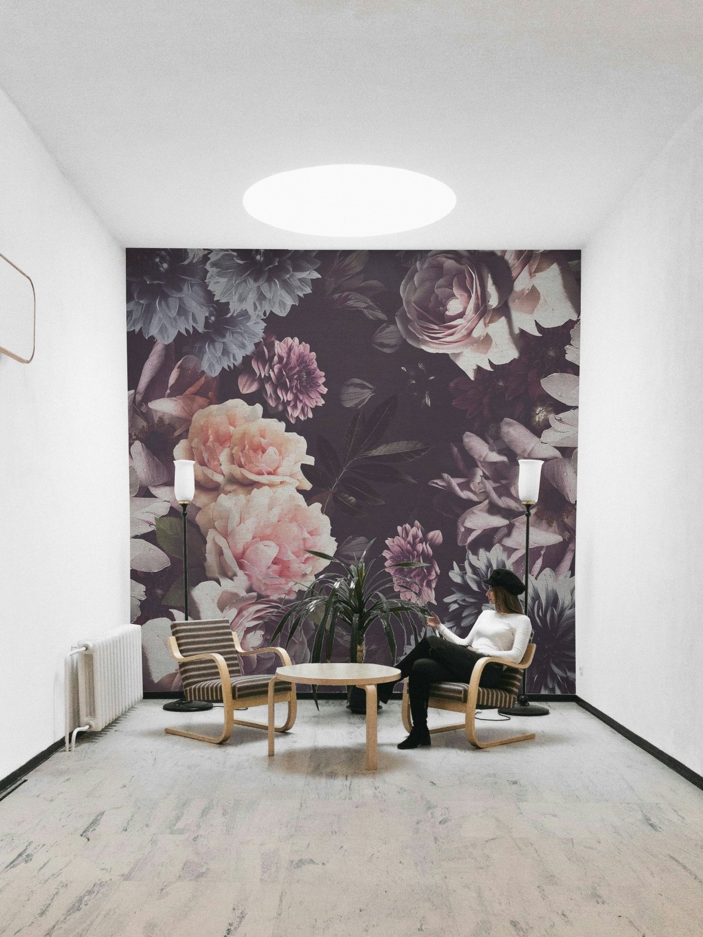 Soft pink and cream flower mural

