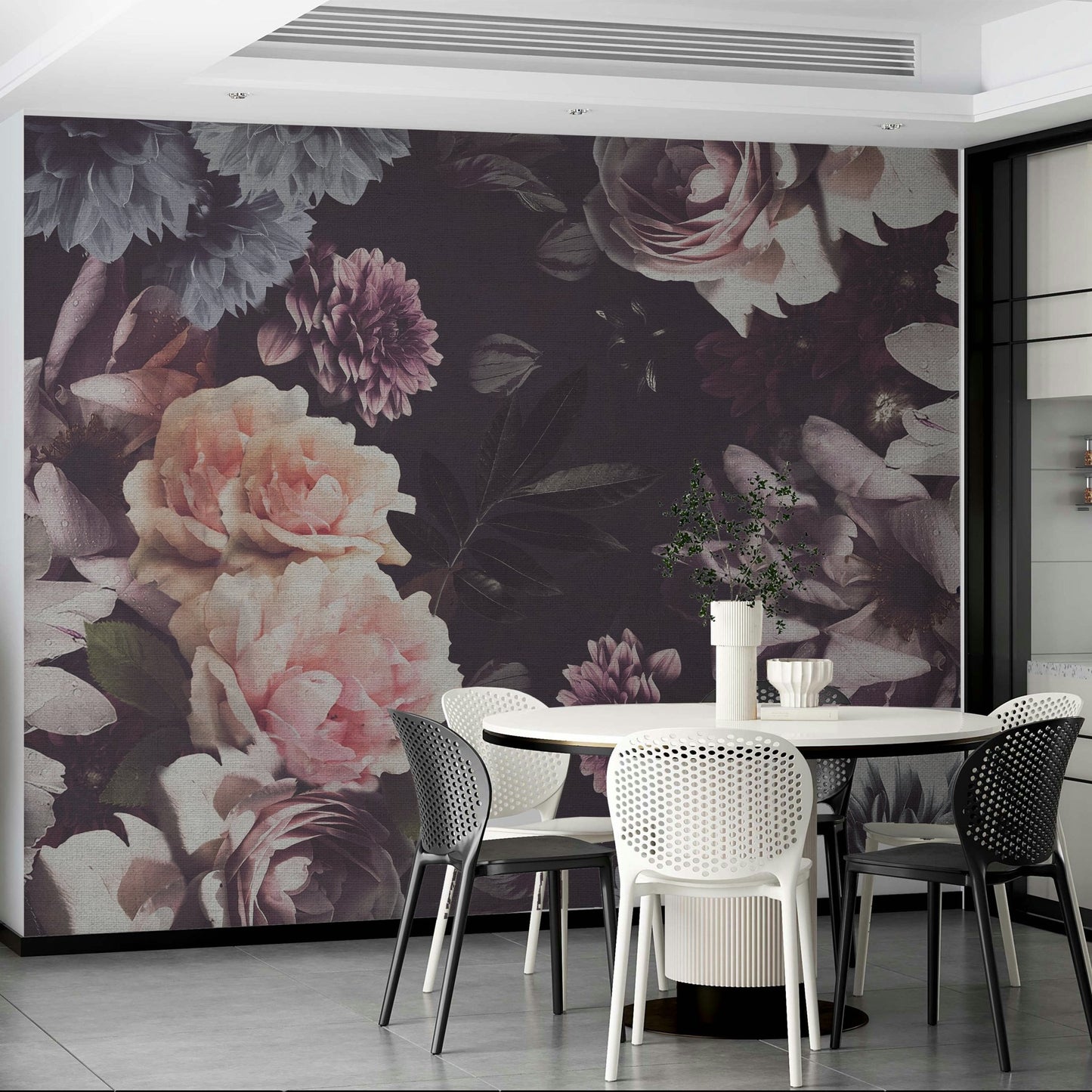 Old-fashioned flower mural wallpaper

