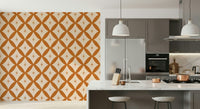 Artistic interlocking curves of the Retro Starburst Interweave Wallpaper design.