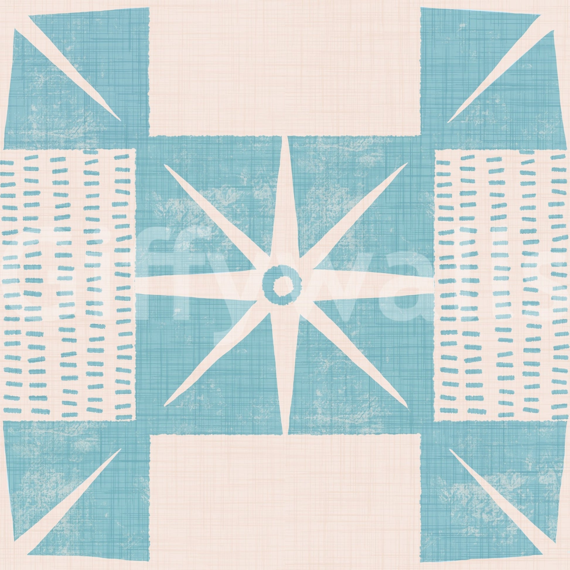 Quilt block wallpaper blue style

