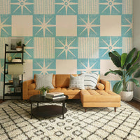 Retro starburst quilt block wallpaper

