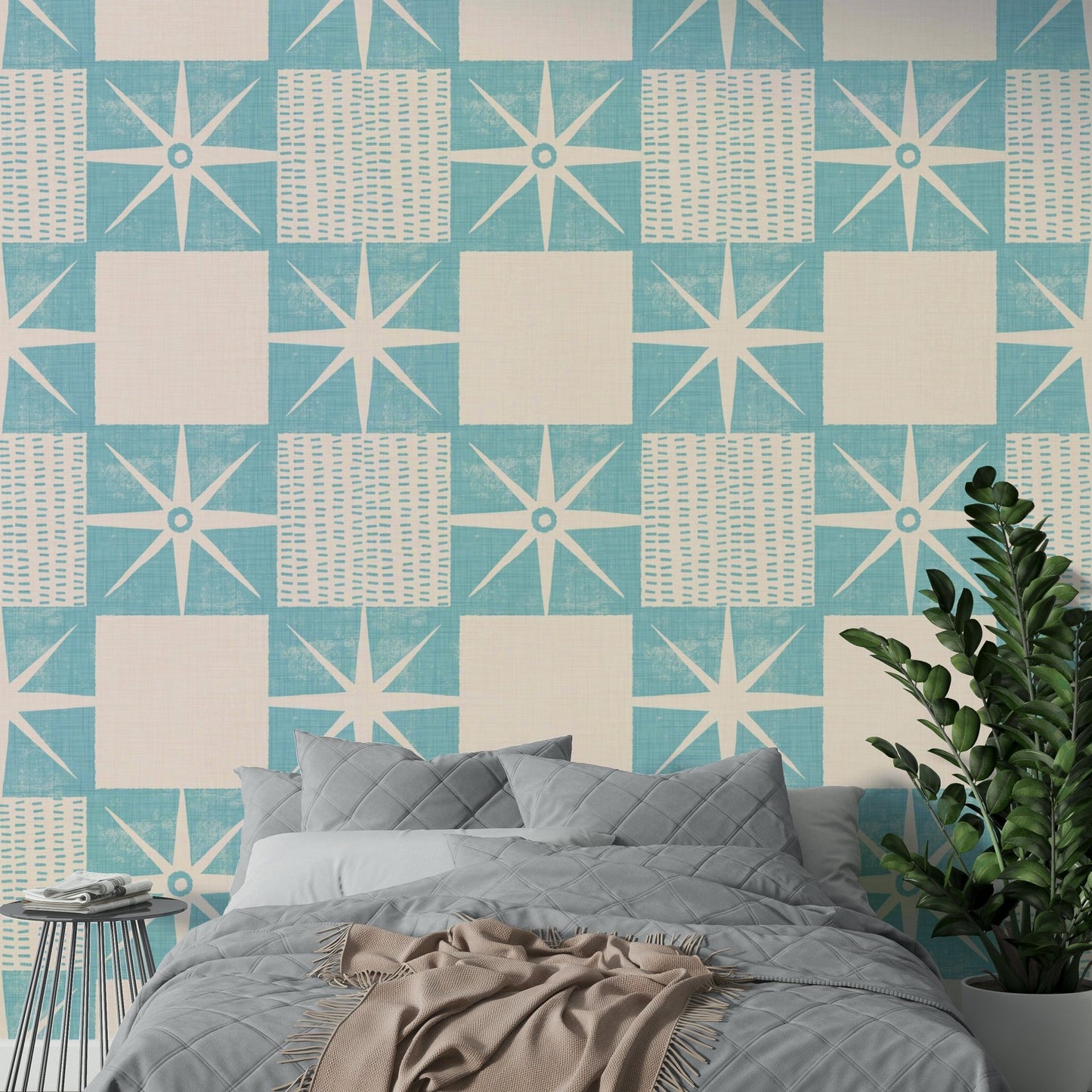Retro starburst wallpaper blue tone

