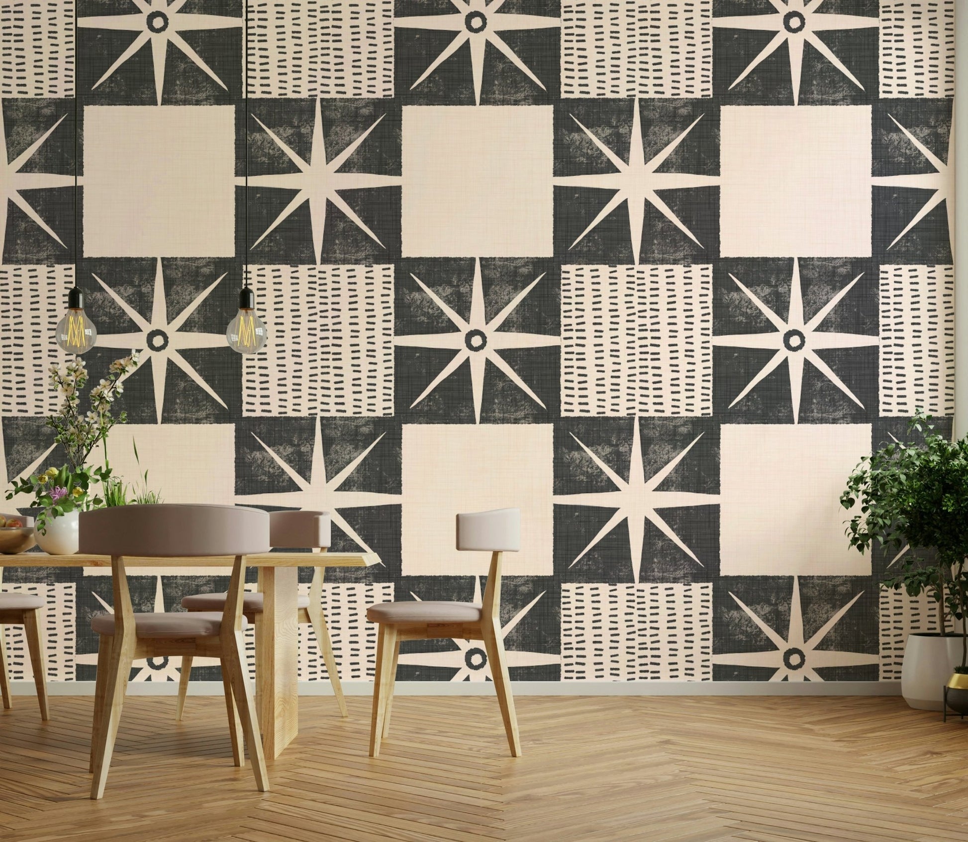 Retro minimalist wallpaper charcoal grey

