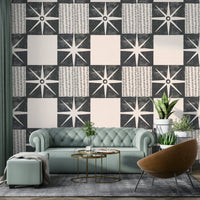 Retro starburst quilt block wallpaper

