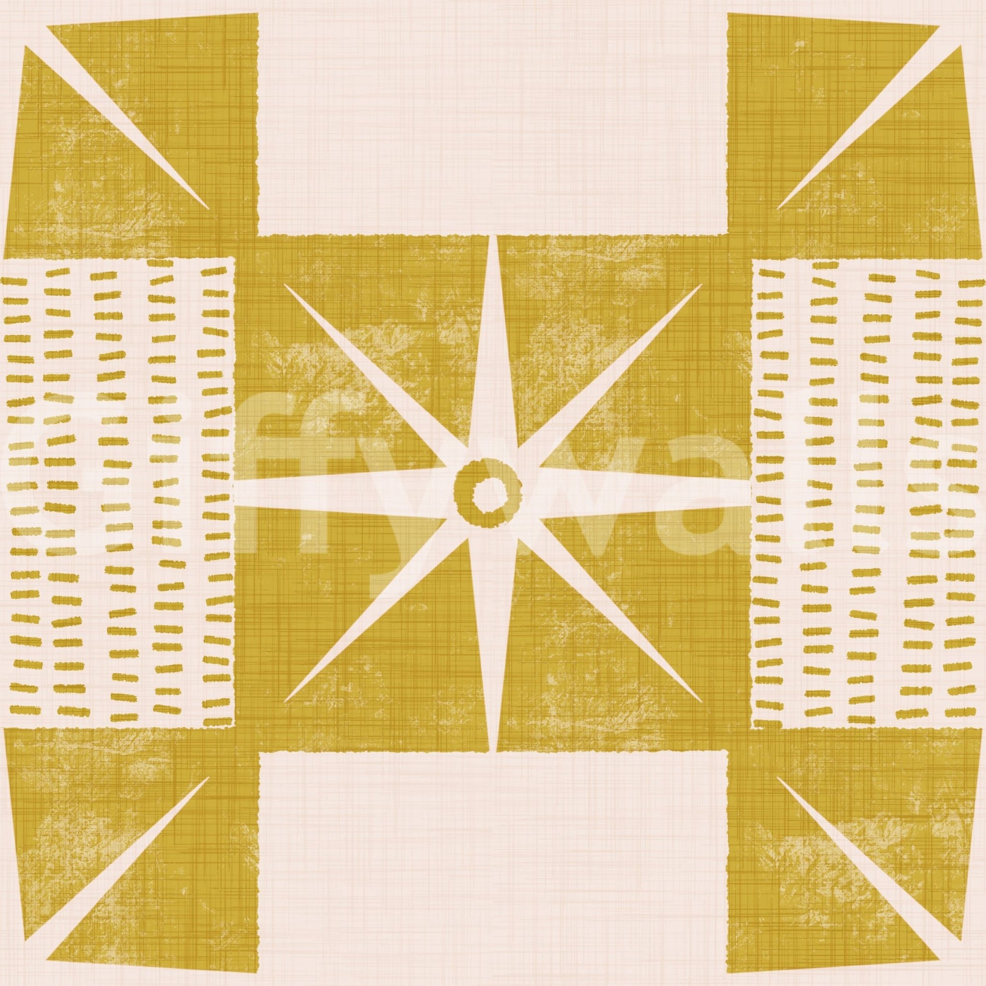 Quilt block wallpaper mustard yellow style

