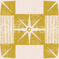 Quilt block wallpaper mustard yellow style

