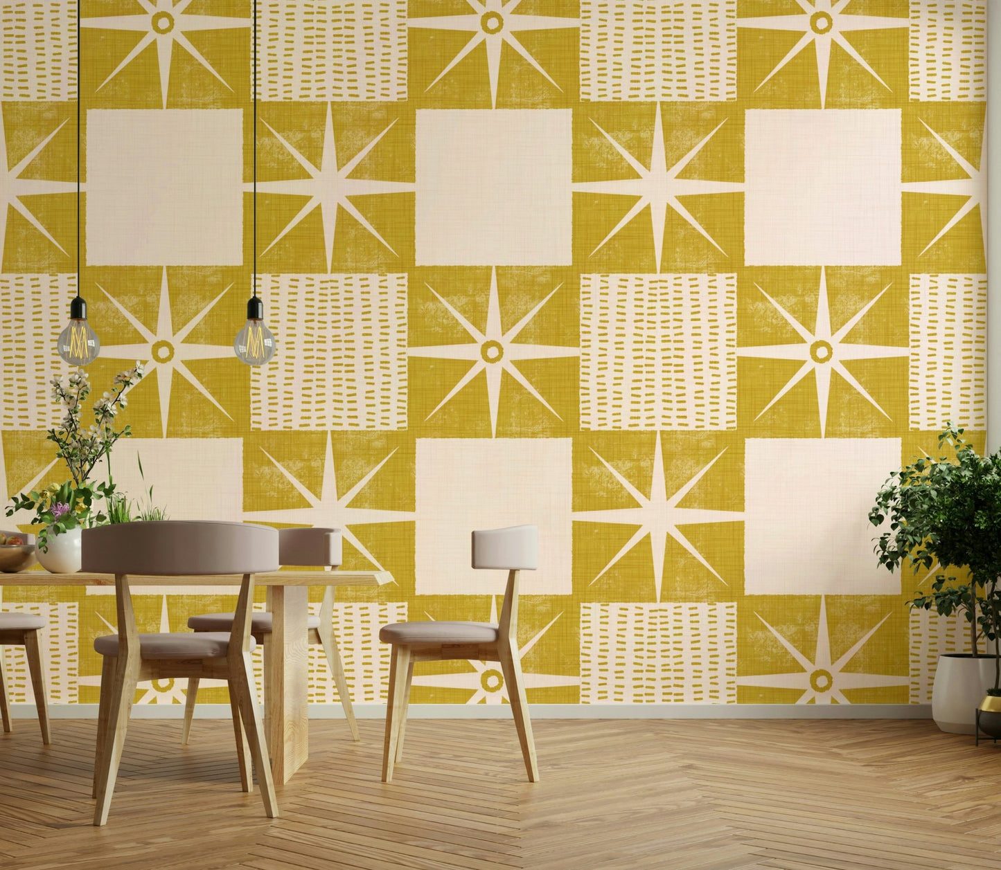 Retro minimalist wallpaper mustard tone


