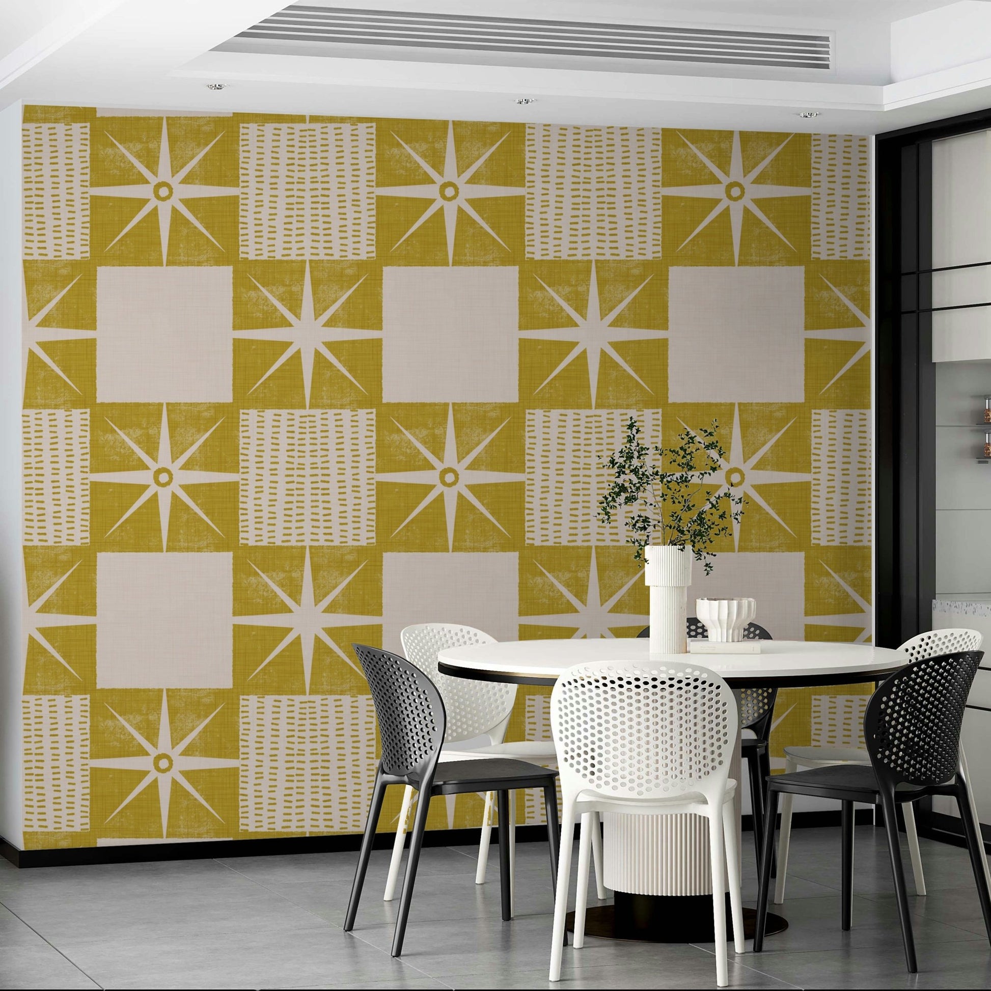 Minimalist mid century starburst wallpaper

