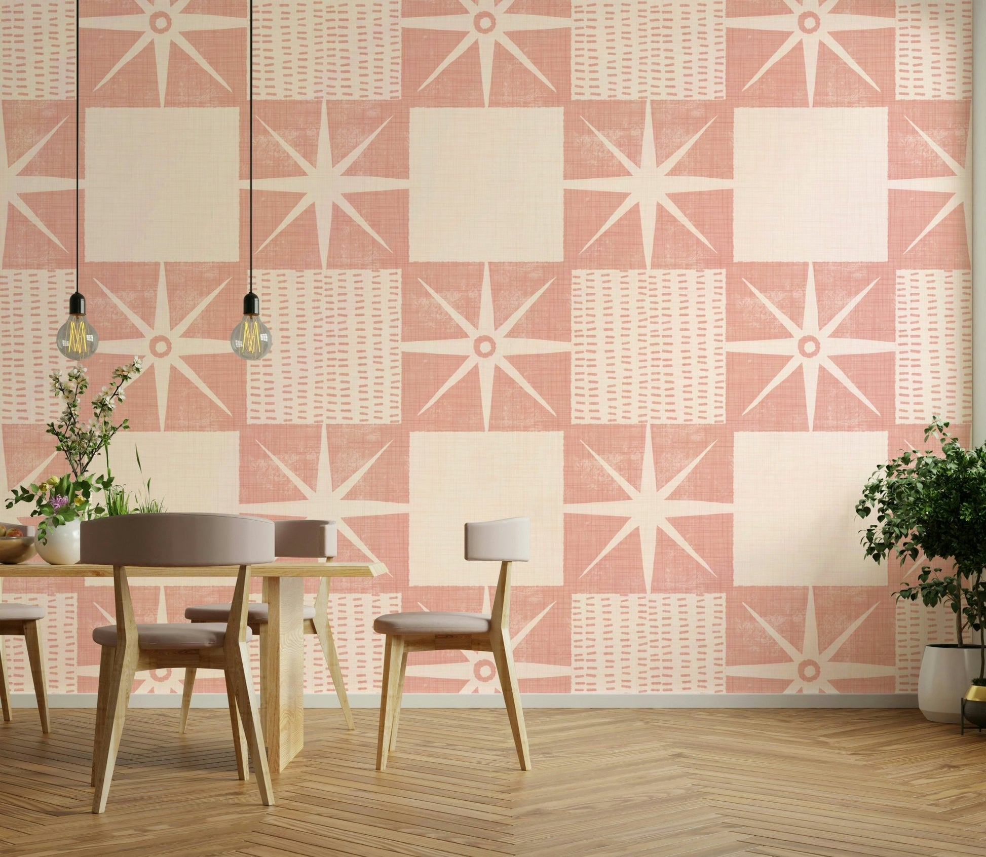 Minimalist quilt block wallpaper design

