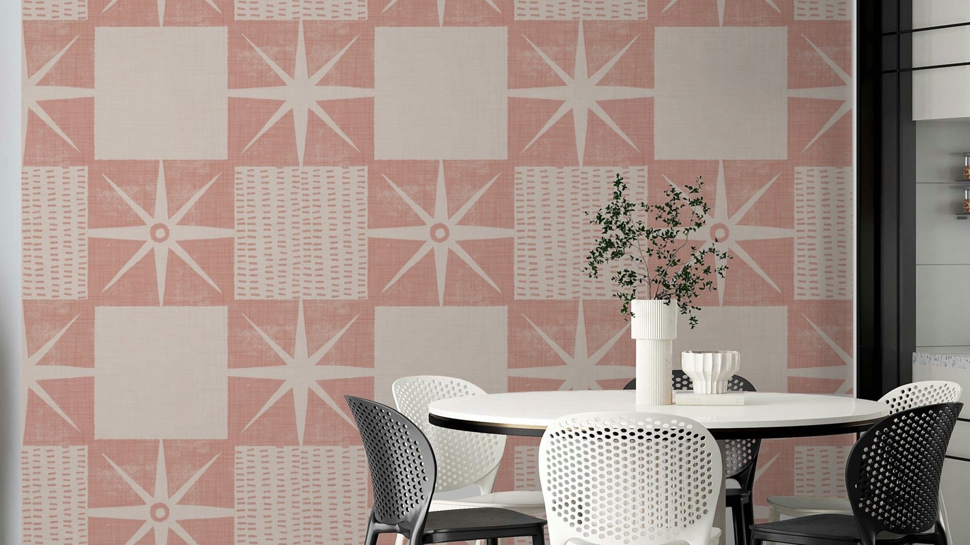 Retro starburst wallpaper pink color

