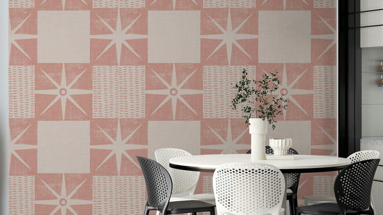 Retro starburst wallpaper pink color, GD1031