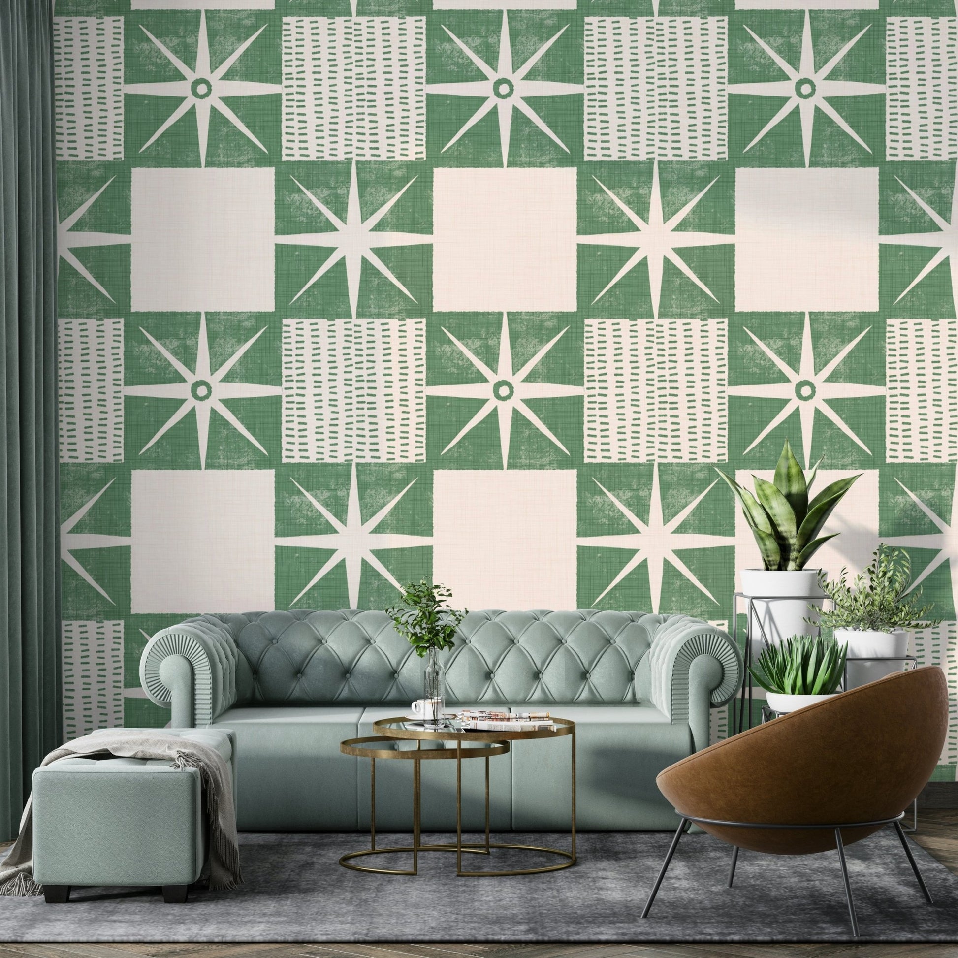 Retro minimalist wallpaper sage tone, GD1032