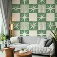 Retro starburst quilt block wallpaper, GD1032