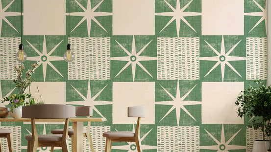 Sage green starburst wallpaper art, GD1032