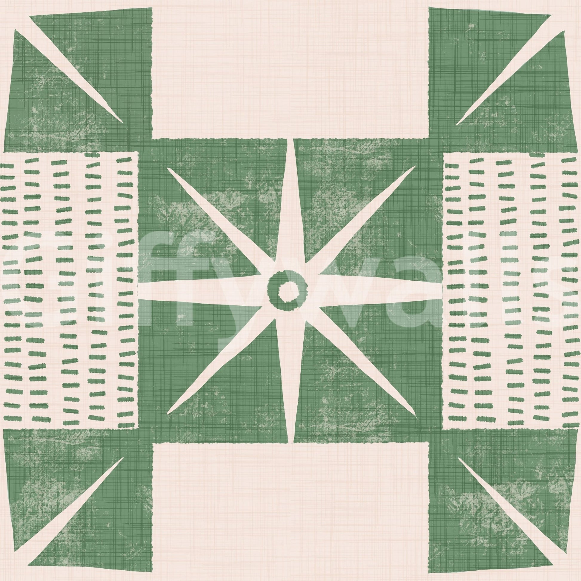 Quilt block wallpaper sage green style, GD1032