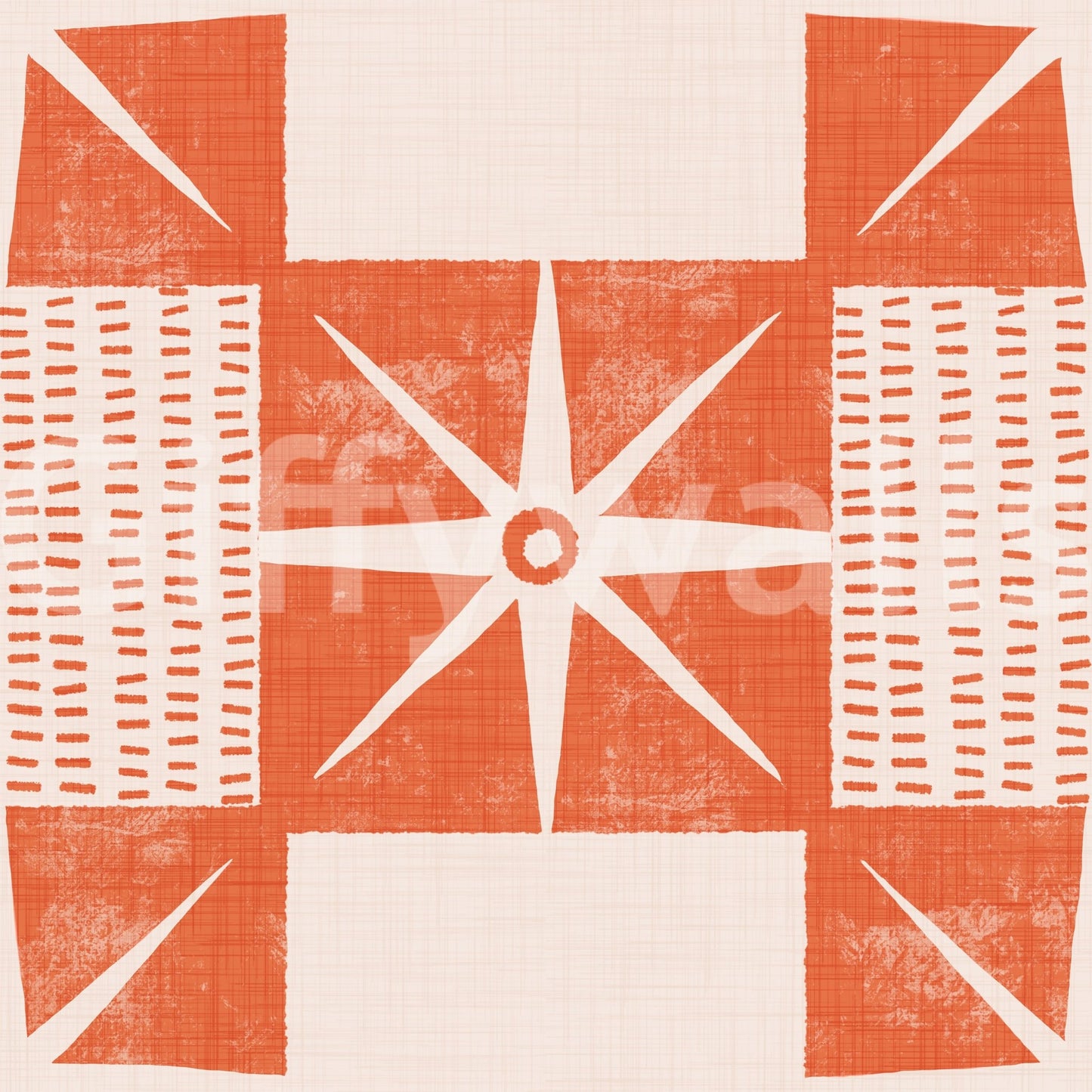 Quilt block wallpaper salmon orange style

