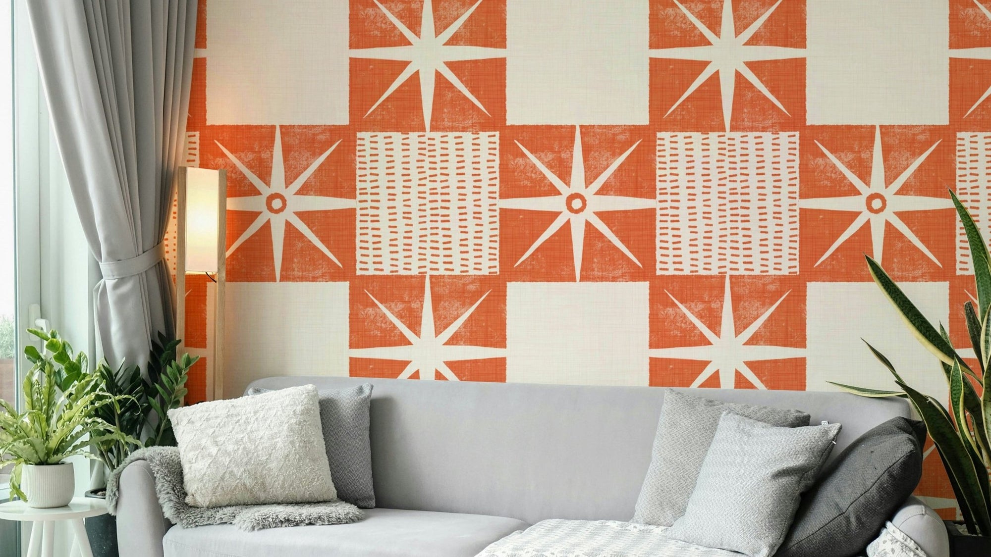 Retro starburst quilt block wallpaper, GD1033